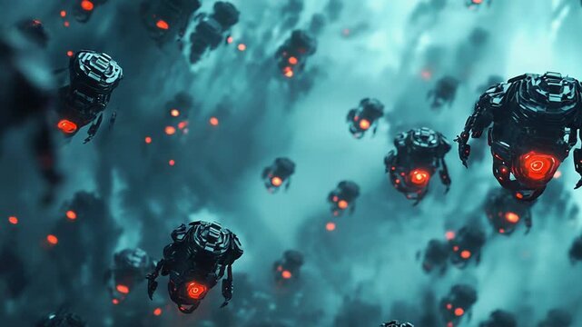 Dark alien technology drones invading an unknown world