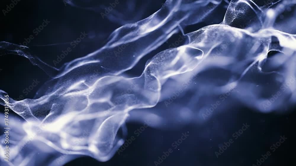 Sticker blue particle wave flowing in digital space background
