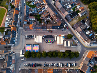 Top down aerial view of a town square of a Flemish town © Catalin