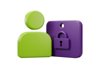 Green and purple user icon with padlock isolated PNG, security and privacy concept for social media and website design