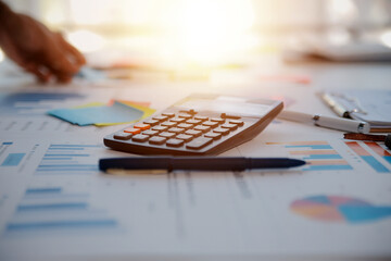 businessman working data document graph chart report marketing research development planning management strategy analysis financial accounting. Business office concept.