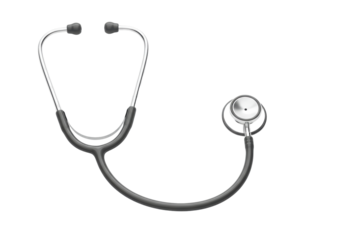 Stethoscope isolated on transparent background, medical equipment for healthcare and diagnosis in PNG format
