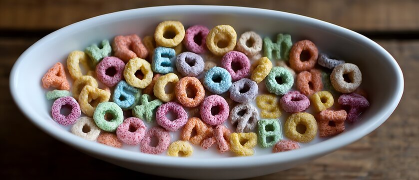 Playful alphabet cereal spelling inspirational It's a Good Day in fresh milk bowl - Powered by Adobe