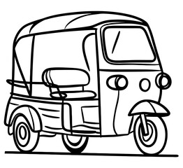 Sri lankan three wheeler, tuk-tuk line art