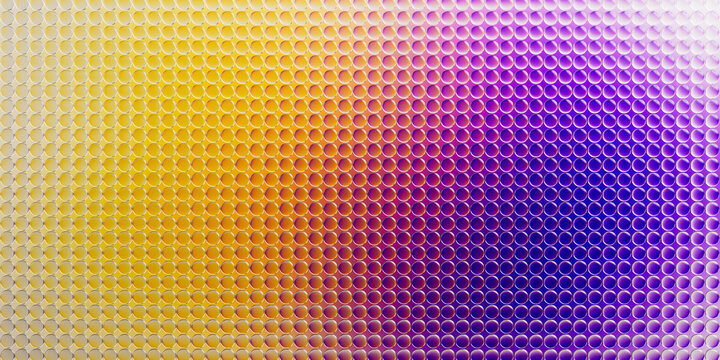 Abstract 3D glass panel pattern with colorful gradient dots and reflections