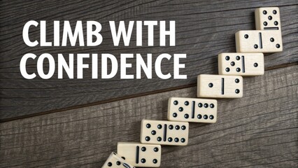 Climb with Confidence: Motivational Message with Dominoes and Wood