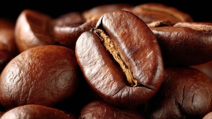Fototapeta premium Brewing perfection dark roast coffee beans kitchen food photography cozy atmosphere close-up flavorful experience