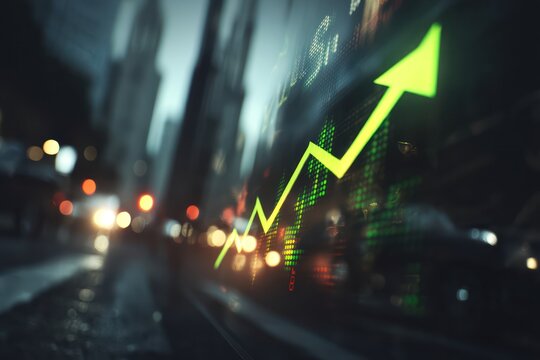 High-Tech Visualization of Stock Growth City Skyline