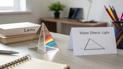 Colorful Prism and Educational Materials on Modern Desk Setup