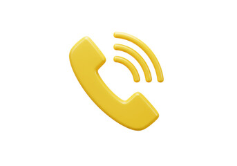 Yellow telephone receiver PNG isolated on transparent background, communication device for contact and support