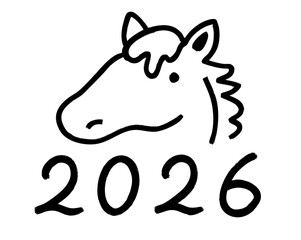 馬　２０２６　新年　イラスト