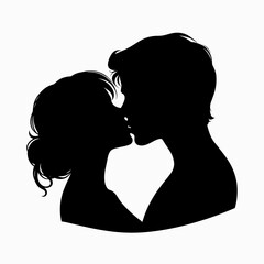 Silhouette of first kiss