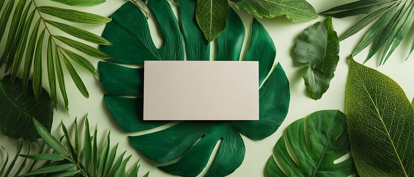 Stunning Tropical Palm Leaves Paper Card Flat Lay Minimalist Nature Idea
