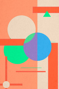 Bauhaus abstract geometric illustration with vintage texture background