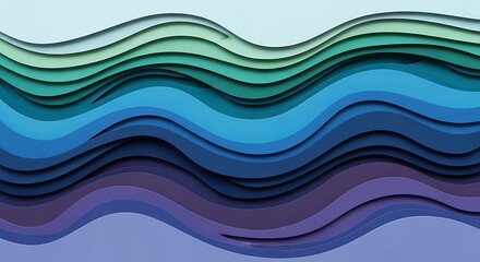 Dynamic abstract background with undulating waves in a gradient of cool colors, creating a soothing and modern visual texture for diverse design projects