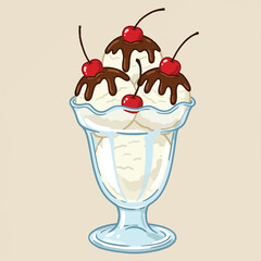 Delicious Vanilla Ice Cream Sundae with Chocolate Drizzle