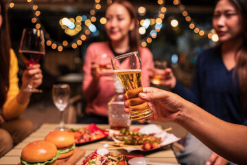group of friends toasting with champagne
