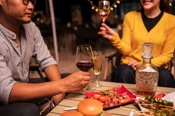 couple celebrating with champagne
