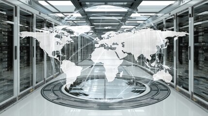 Data center operations global connectivity digital infrastructure high-tech environment futuristic viewpoint data security concepts