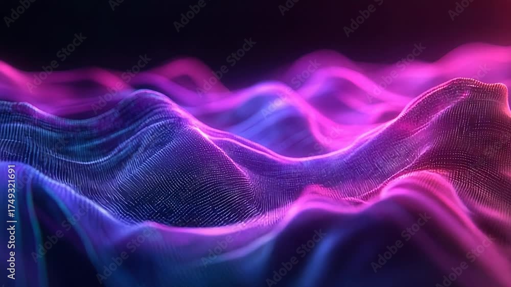 Wall mural digital flowing wave lines creating vibrant abstract background