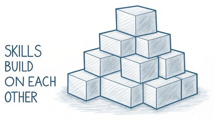 Obraz premium Creative Concept of Skill Building Using Stacked Cubes Illustration