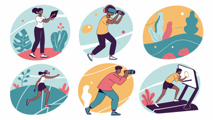 Diverse People Experiencing Virtual Reality Augmented Reality and Metaverse for Immersive Digital Gaming Fitness and Creative Tech.