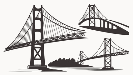 Iconic Bridge Silhouette Vector Collection for Travel Marketing, Engineering Design, Urban Planning, and Global Business Connection Graphics