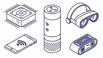 Smart Technology Devices Isometric Outline for IoT AI and Digital Innovation
