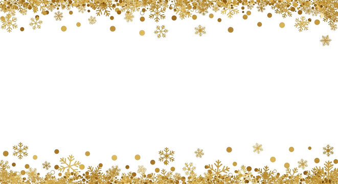 A luxurious and elegant winter vacation-themed frame adorned with golden snowflakes and sparkles. Ideal for invitations, backgrounds, and greeting cards.