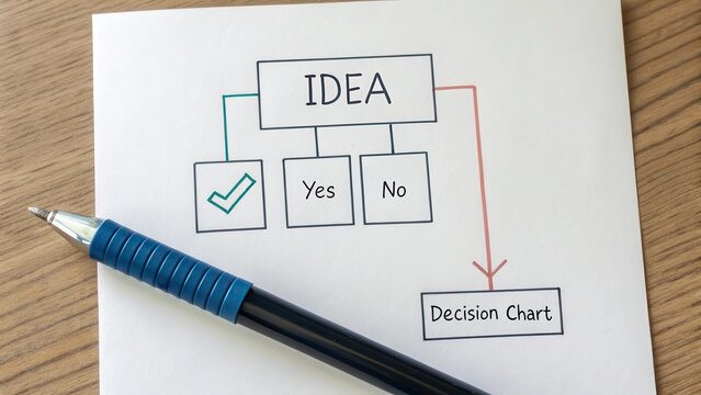 Flowchart Illustration for Decision Making Process on Ideas