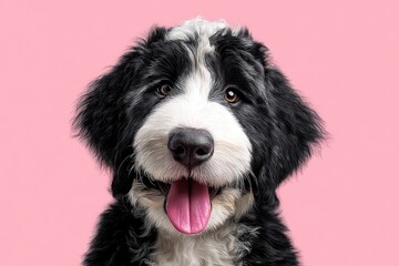 Photorealistic Bernedoodle Puppy with Floppy Tongue