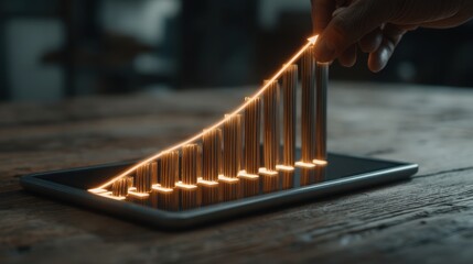 Business growth analysis office space digital visualization modern environment close-up data insights