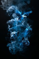 blue smoke on black