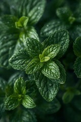 mint leaves in the snow