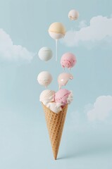 ice cream on a blue background