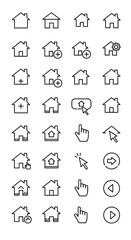 Collection of Minimalist Home and Navigation Icons for Web Design.