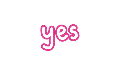 Yes Pink Bubble Lettering and Outline