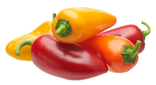 Group of mini sweet peppers isolated
