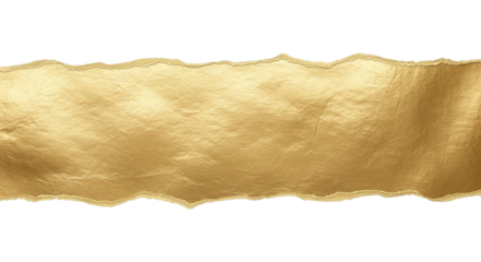 A strip of textured gold with realistic torn edges, blank for text. Isolated on transparent background,