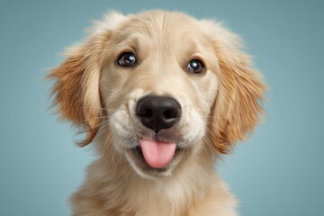 Silly Golden Retriever Puppy with Tongue Out and Crossed Eyes