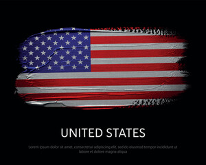 United States National flag brush painted on black background