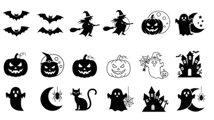Halloween Festival Vector Illustration Icon Set – Spooky Holiday Elements