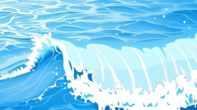 Ocean Waves with White Foam and Textured Water Surface in Shades of Blue and Turquoise for Artistic Purposes