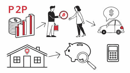 P2P Peer to Peer Lending Borrowing Investing Money for House Car Loans and Personal Finance Planning