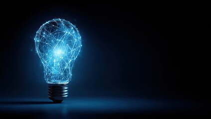 Vibrant photo of a glowing blue digital light bulb concept illustration