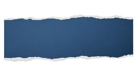 A strip of textured blue paper with realistic torn edges, blank for text. Isolated on transparent background,