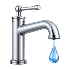 vector of a chrome faucet with realistic shiny water drops, ideal for plumbing, bathroom, kitchen, and home improvement designs