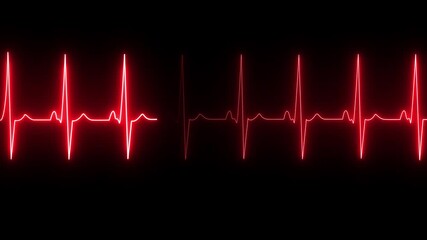 Heartbeat monitor EKG line monitor showing heart pulse .Neon sign heartbeat signal animation , Glowing white color neon heartbeat icon. Heart bit signal animated - Powered by Adobe
