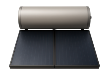 Eco-friendly solar tank water heater with a compact flat design and built-in panels.