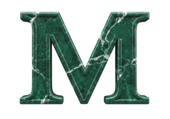 Isolated marble capital letter M elegant design for decorative typography project, 3d render